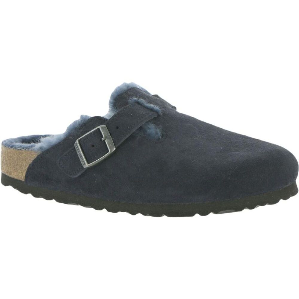 Birkenstock Blue Mules with Shearling Footbed